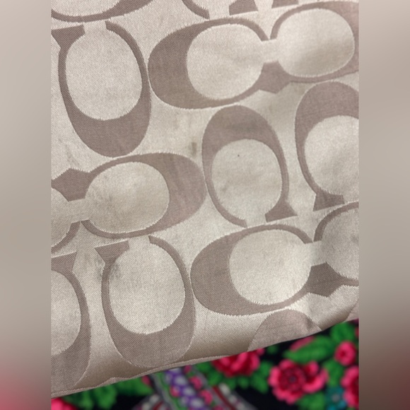 Coach Campbell Signature Handbag Large Brown Tan Sateen Purse Tote Career Preppy - Picture 12 of 15